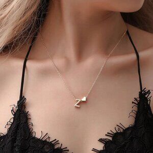 Metal Color: Gold-color - Fashion Tiny Heart Dainty Initial Necklace With Letter